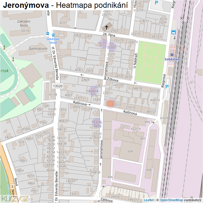Mapa Jeronýmova - Firmy v ulici.