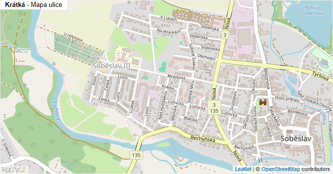Krátká - mapa ulice