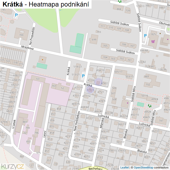 Mapa Krátká - Firmy v ulici.