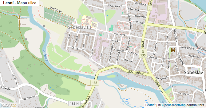 Lesní - mapa ulice