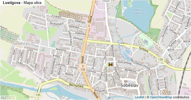 Lustigova - mapa ulice