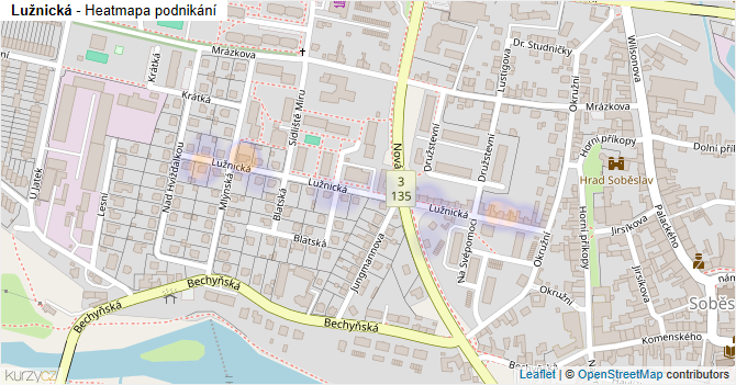 Lužnická - mapa podnikání