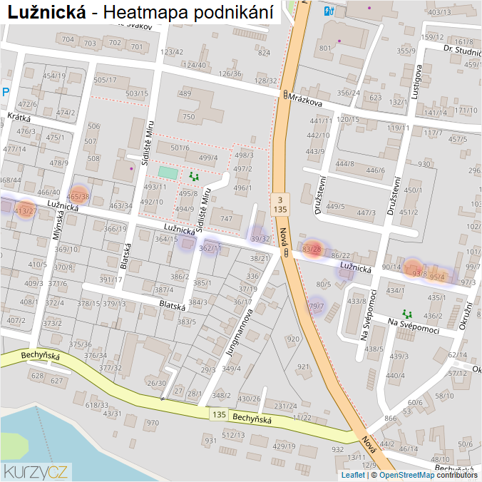 Mapa Lužnická - Firmy v ulici.