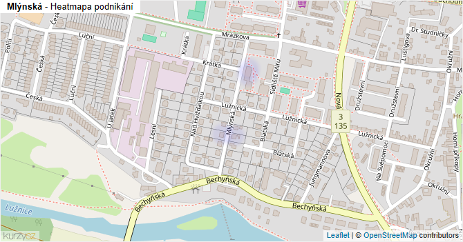 Mlýnská - mapa podnikání