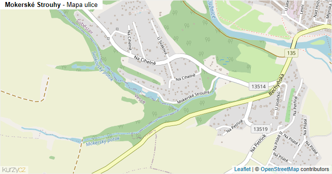 Mokerské Strouhy - mapa ulice