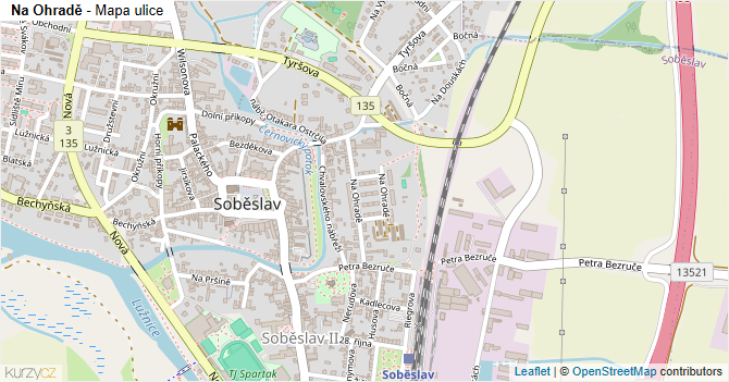 Na Ohradě - mapa ulice
