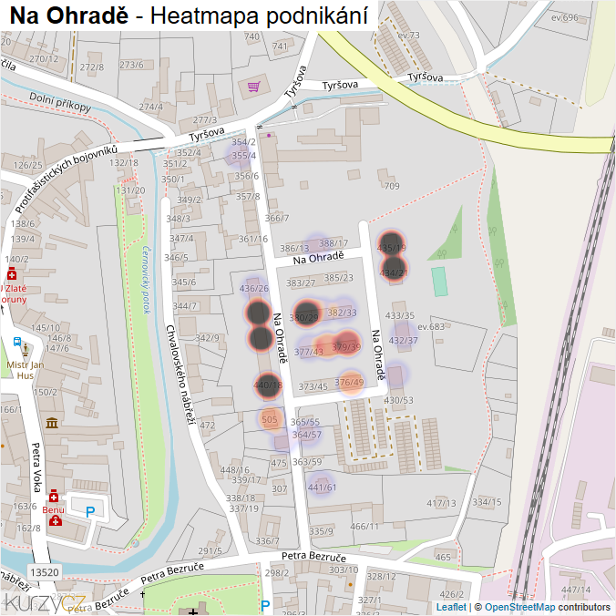 Mapa Na Ohradě - Firmy v ulici.