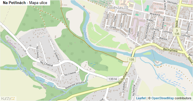 Na Petřinách - mapa ulice