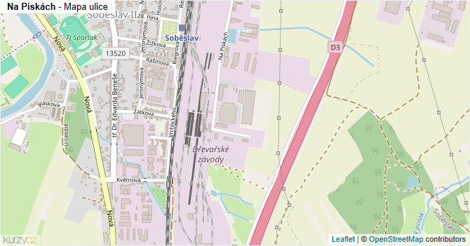 Na Pískách - mapa ulice