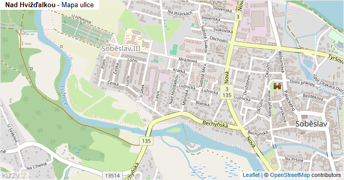 Nad Hvížďalkou - mapa ulice