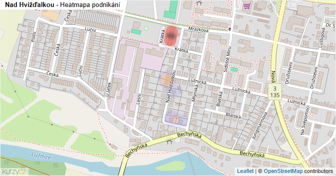 Nad Hvížďalkou - mapa podnikání