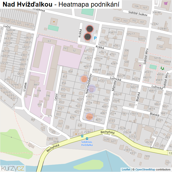 Mapa Nad Hvížďalkou - Firmy v ulici.