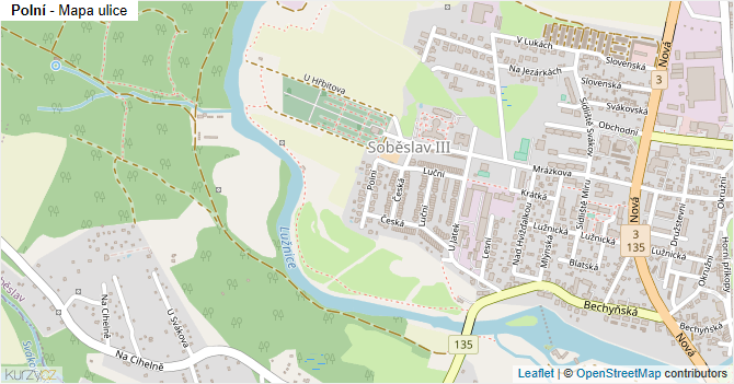 Polní - mapa ulice