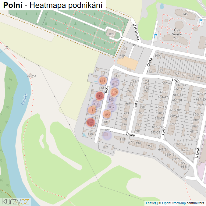 Mapa Polní - Firmy v ulici.