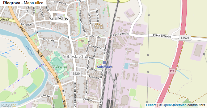 Riegrova - mapa ulice