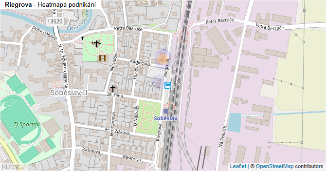 Riegrova - mapa podnikání