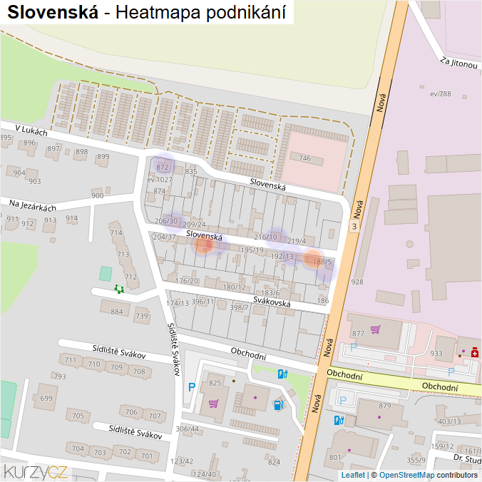 Mapa Slovenská - Firmy v ulici.
