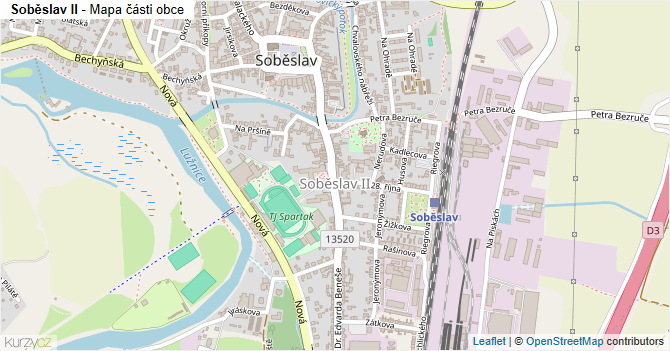 Soběslav II - mapa části obce