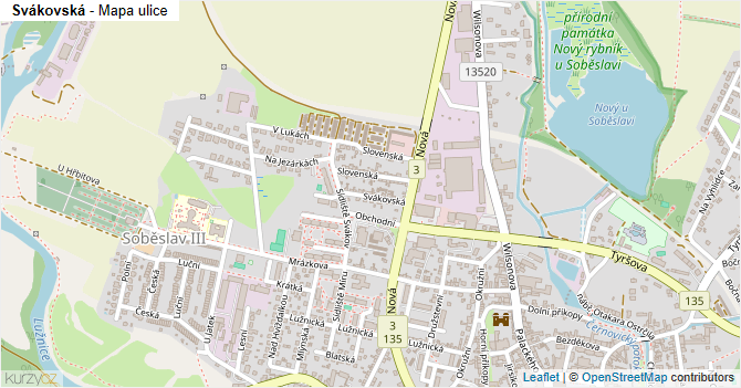 Svákovská - mapa ulice