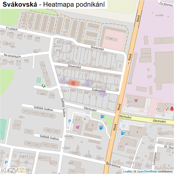 Mapa Svákovská - Firmy v ulici.