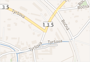 Tyršova v obci Soběslav - mapa ulice