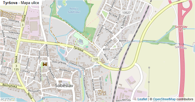 Tyršova - mapa ulice