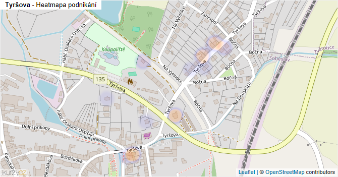 Tyršova - mapa podnikání