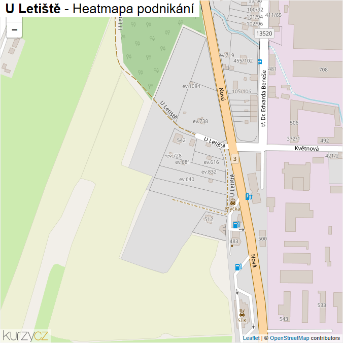 Mapa U Letiště - Firmy v ulici.