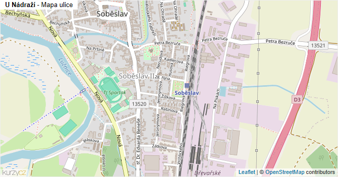 U Nádraží - mapa ulice