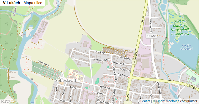 V Lukách - mapa ulice