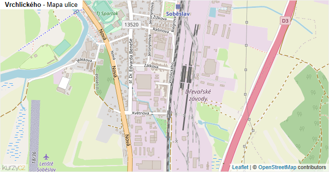 Vrchlického - mapa ulice