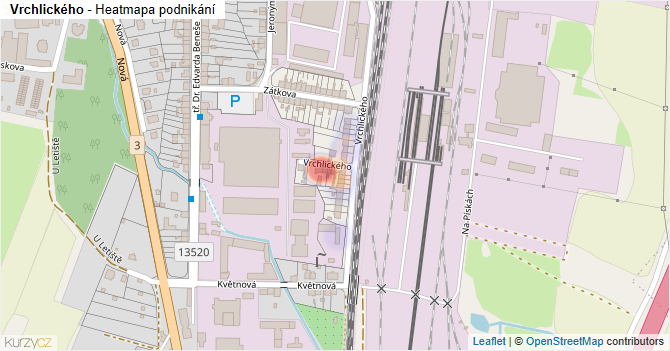 Vrchlického - mapa podnikání