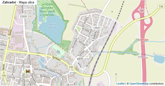 Zahradní - mapa ulice