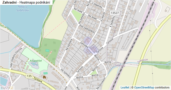 Zahradní - mapa podnikání