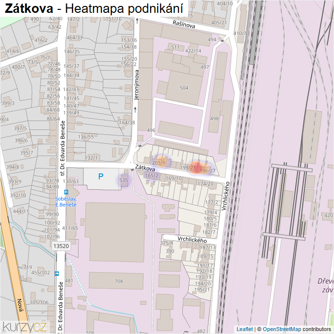 Mapa Zátkova - Firmy v ulici.