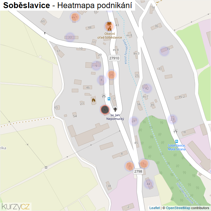 Mapa Soběslavice - Firmy v části obce.