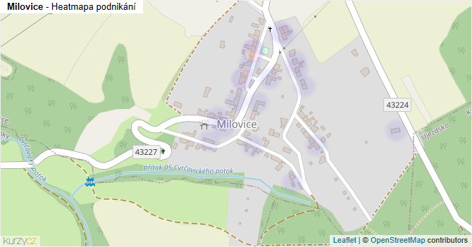 Milovice - mapa podnikání
