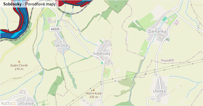 Soběsuky - záplavové mapy stoleté vody