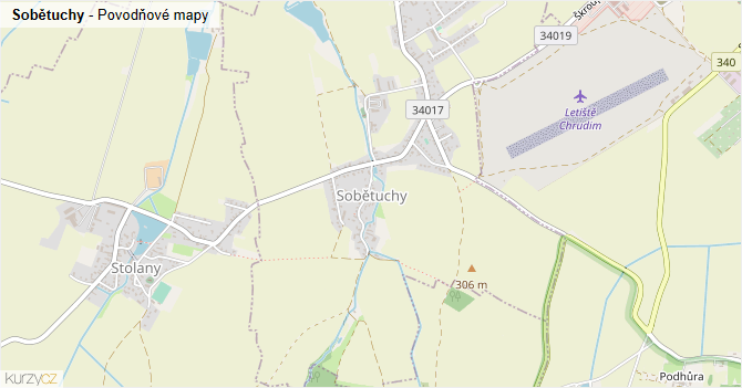 Sobětuchy - záplavové mapy stoleté vody