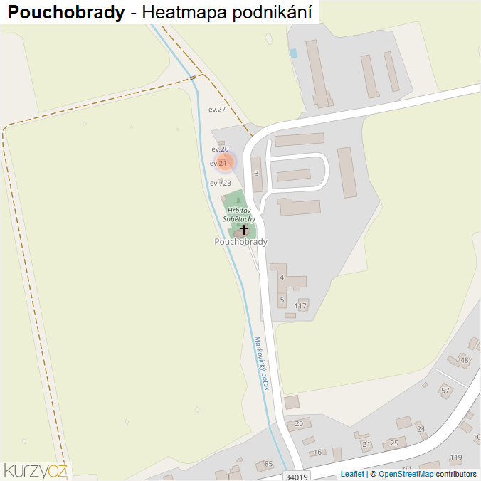 Mapa Pouchobrady - Firmy v části obce.