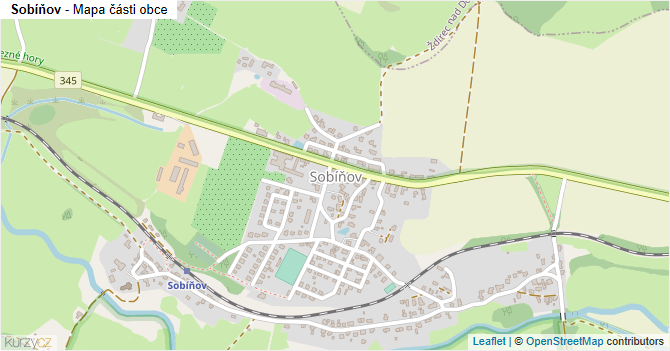 Sobíňov - mapa části obce