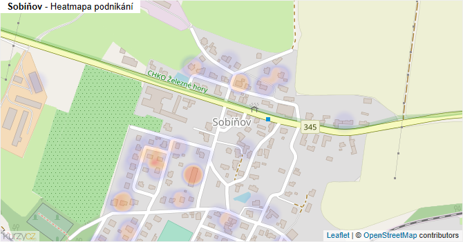 Sobíňov - mapa podnikání