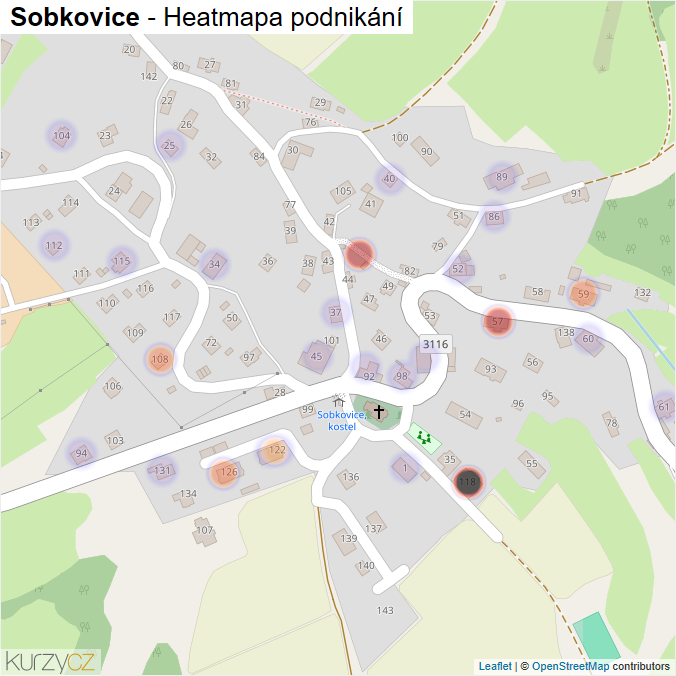 Mapa Sobkovice - Firmy v části obce.
