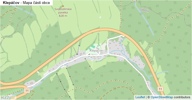 Klepáčov - mapa části obce