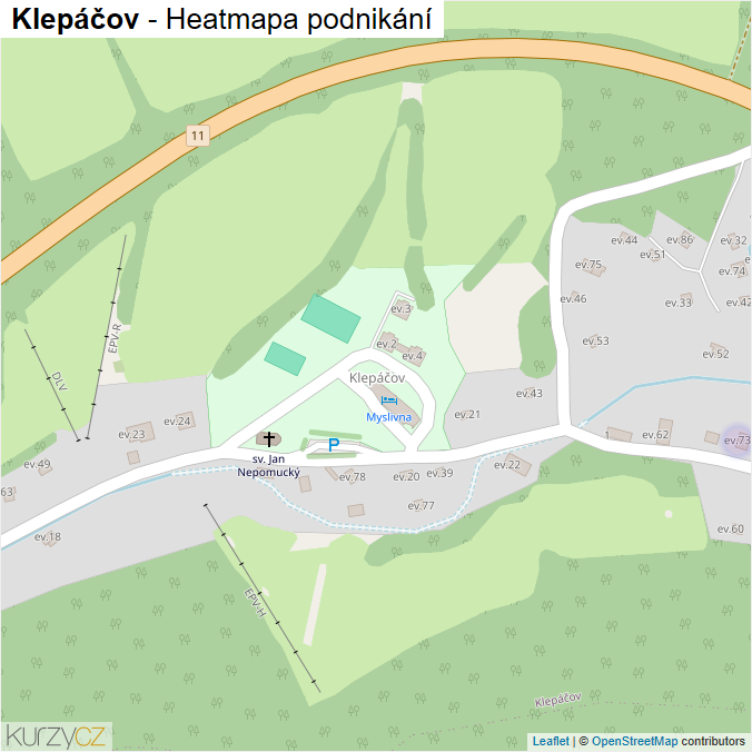 Mapa Klepáčov - Firmy v části obce.
