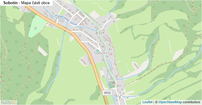 Sobotín - mapa části obce