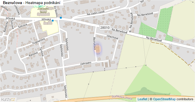 Bezručova - mapa podnikání
