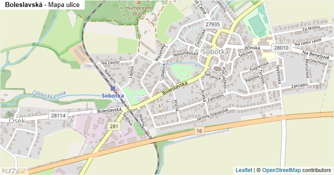 Boleslavská - mapa ulice
