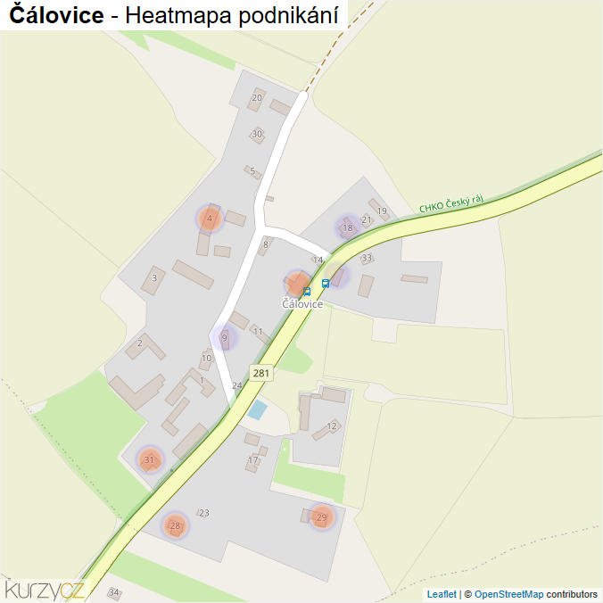 Mapa Čálovice - Firmy v části obce.