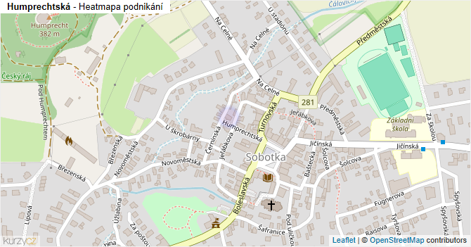 Humprechtská - mapa podnikání